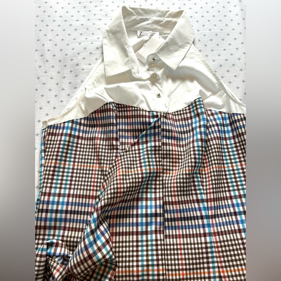 New York & Company Multicolor Plaid Halter Blouse - Picture 7 of 9